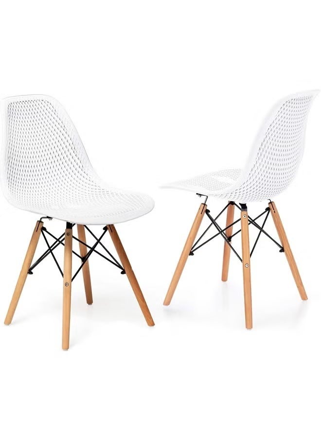 Taimi 3-Piece Dining Set Compact Mid-Century Modern Table And 2 Chair Set for Home White  - Image 3