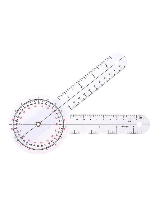 8 Inch 360 Degree Goniometer Transparent Protractor Plastic Angle Ruler - Image 1