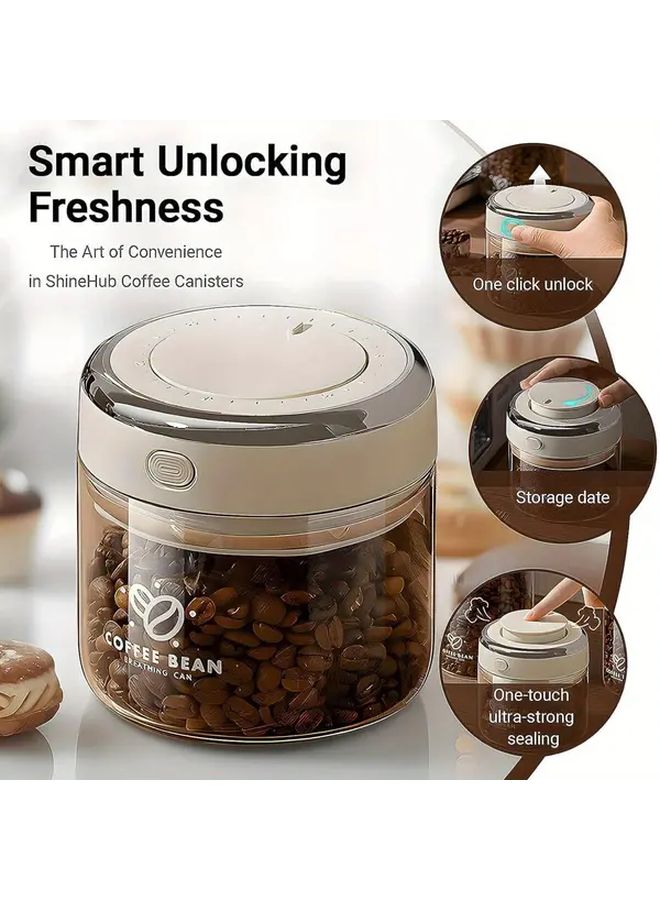 Borosilicate Glass Coffee Bean Storage Container Gray 1700ml Airtight Fresh Lid - Image 5