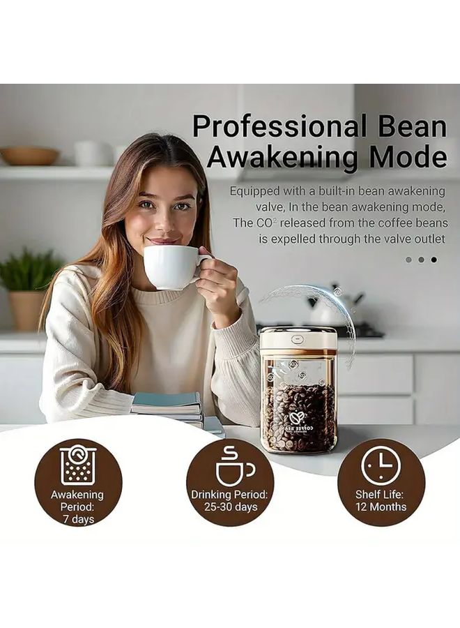 Borosilicate Glass Coffee Bean Storage Container Gray 1700ml Airtight Fresh Lid - Image 2