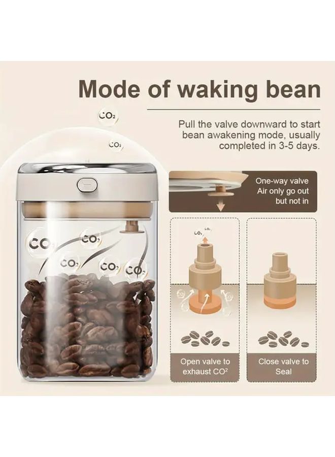 Borosilicate Glass Coffee Bean Storage Container Gray 1700ml Airtight Fresh Lid - Image 4