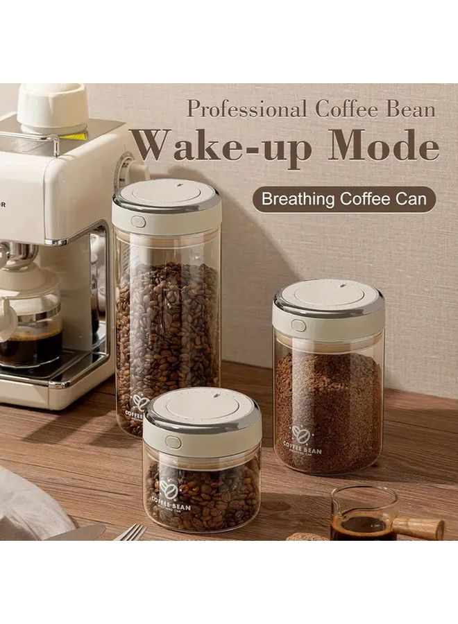 Borosilicate Glass Coffee Bean Storage Container Gray 1700ml Airtight Fresh Lid - Image 1