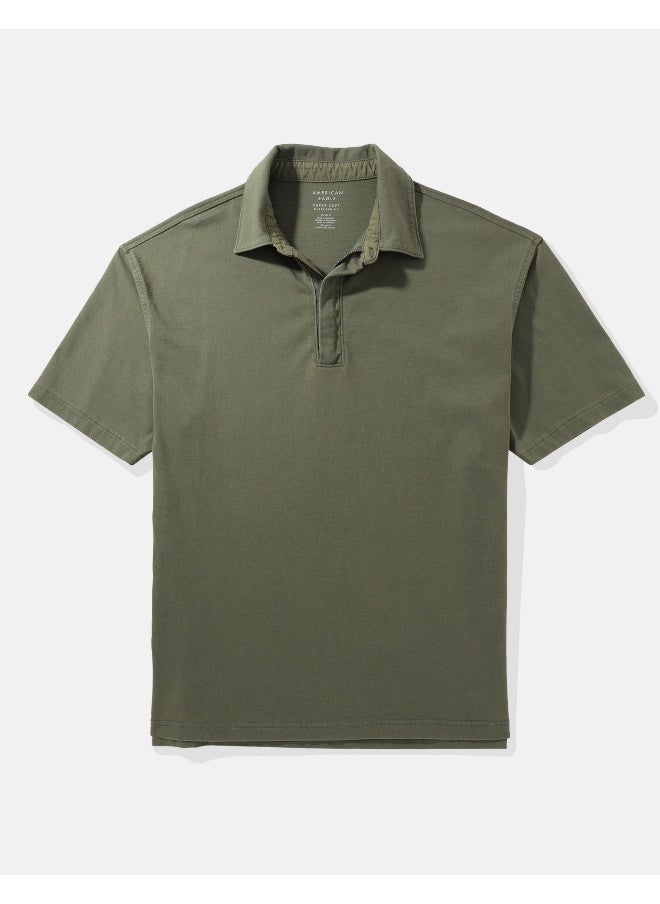 American Eagle - Oversized Half Zip-Up Polo Shirt - Image 1