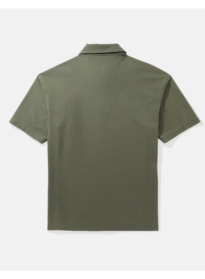 امريكان ايجل Oversized Half Zip-Up Polo Shirt