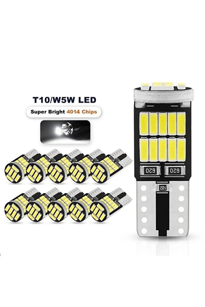 ريحني 10 قطع أبيض 10 قطع قطع W5W T10 مصابيح LED Canbus 4014 SMD 6000K 168 194 LED 5w5 داخل السيارة قبة قراءة - Image 3