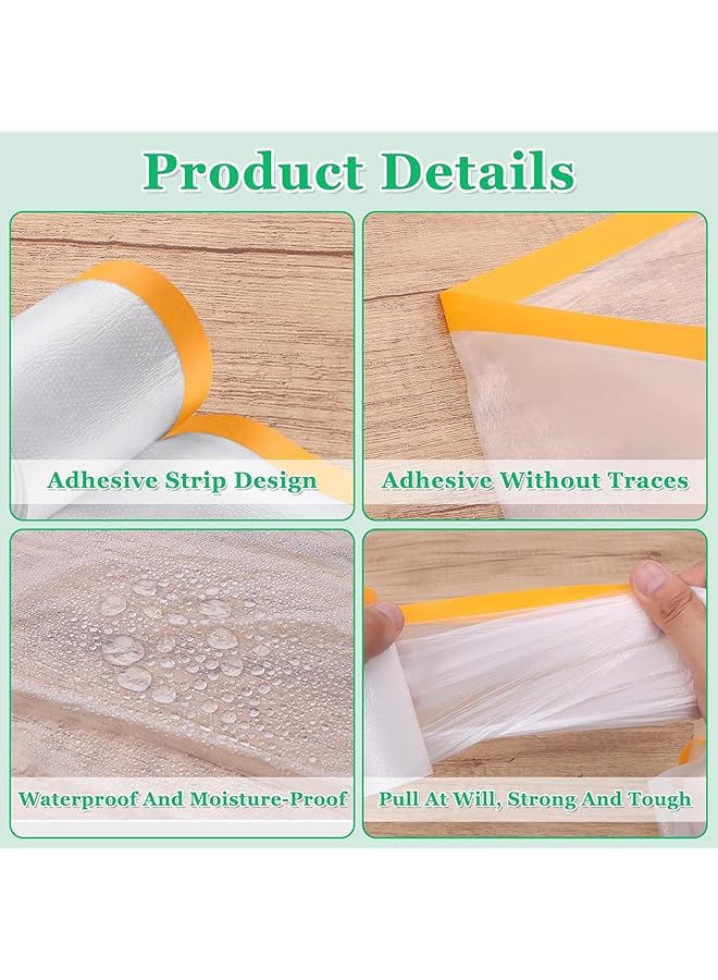 erorex Tape And Drape Pre Taped Masking Film Waterproof Dust Proof Protective Masking Film With Tape Paint Adhesive Protective Film Roll For Covering Skirting Cars Furniture Carpet Floor Bed 3M X 20M  - Image 2