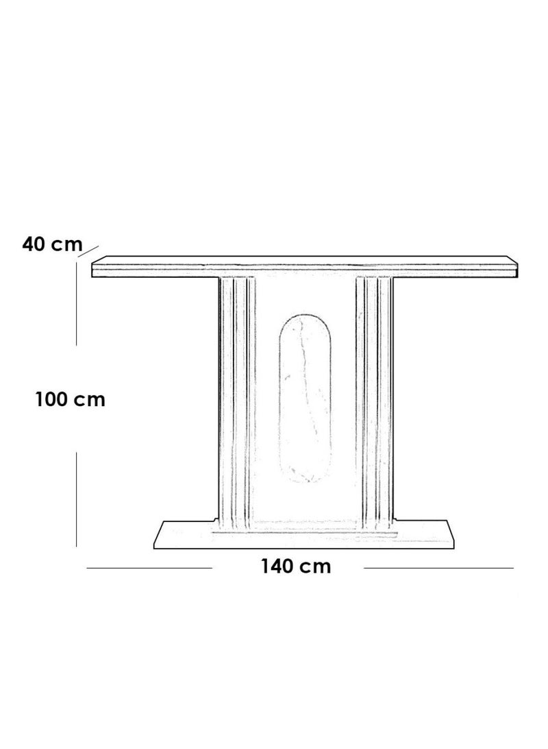 Generic Iron entrance table, marble wood, white and gold MDF - 140 x 40 x 100 cm  - Image 2