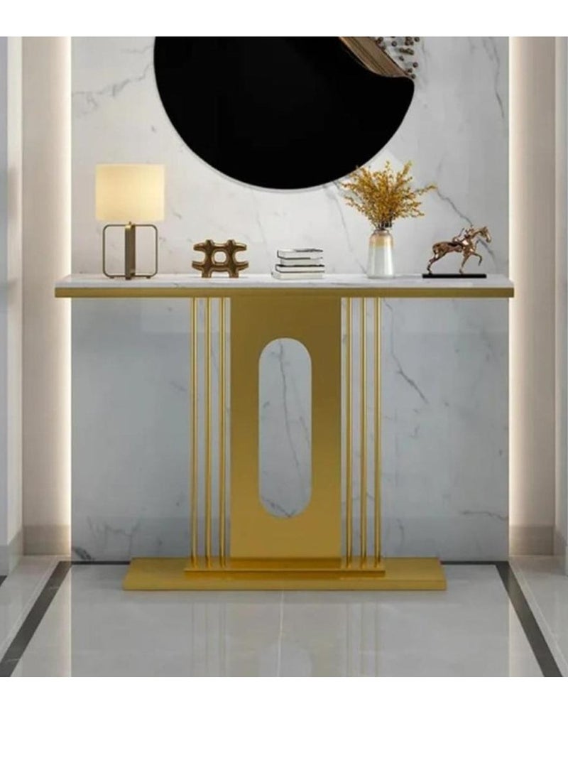 Generic Iron entrance table, marble wood, white and gold MDF - 140 x 40 x 100 cm  - Image 1
