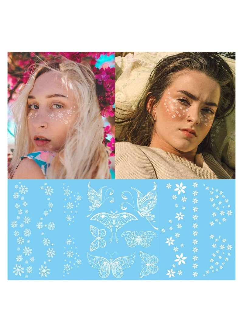 SYOSI 16 Pack White Temporary Face Tattoos for Women Girls Creative Fake Flash Lace Freckle Tattoo Stickers Perfect for Bride Wedding Party Festival Nontoxic on Body - Image 1