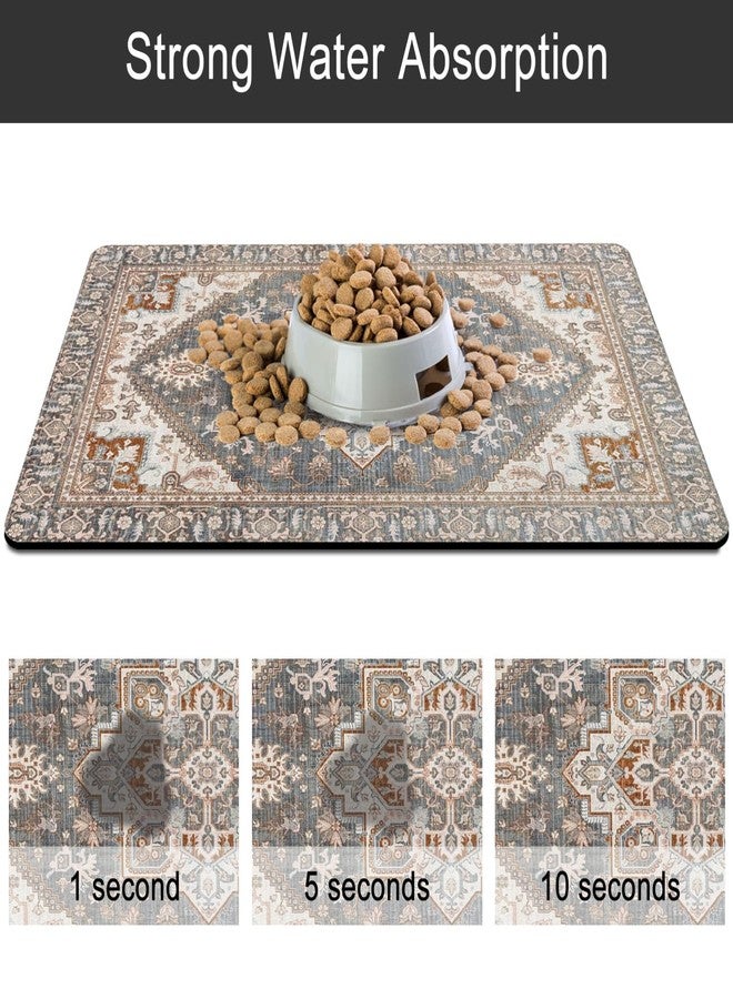 QXWREL Dog Food Mats for Floors, Absorbent and Quick-Drying Pet Cat Food Mat,Anti-Fouling and Easy-to-Clean Pet Feeding Mat,Dog Bowl Mat for Messy Drinking Water Bowls.12 x20, Bohemia Style - Image 5