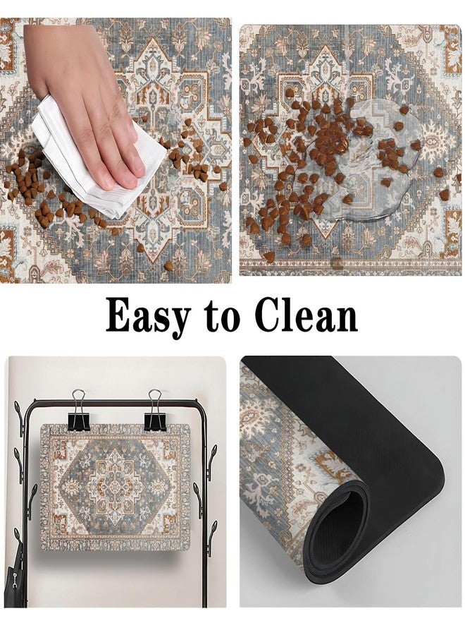 QXWREL Dog Food Mats for Floors, Absorbent and Quick-Drying Pet Cat Food Mat,Anti-Fouling and Easy-to-Clean Pet Feeding Mat,Dog Bowl Mat for Messy Drinking Water Bowls.12 x20, Bohemia Style - Image 4