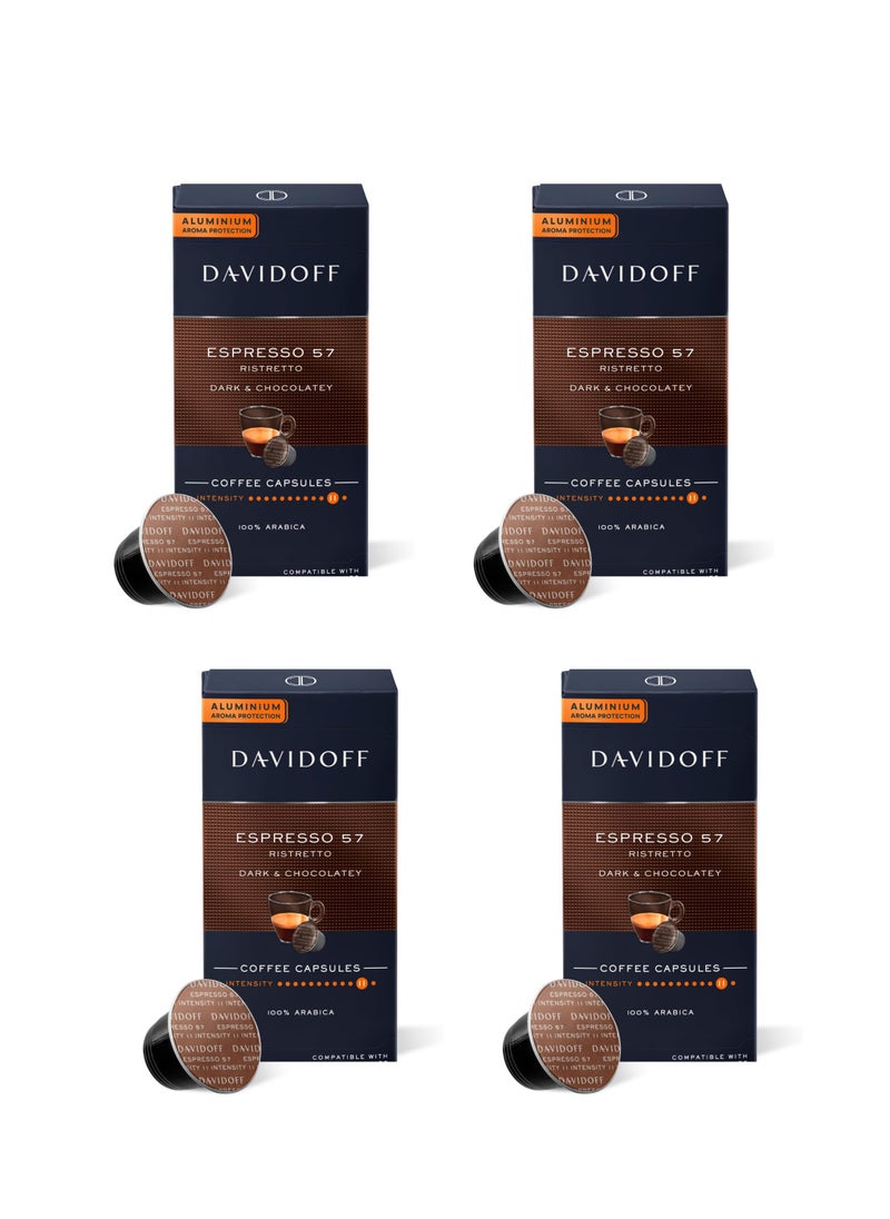 Davidoff Davidoff Espresso 57 – Bundle of 4 Coffee Capsule Packs – Intensity 11/12 – 10 Capsules per Pack – 220g (Total 40 Pods) 