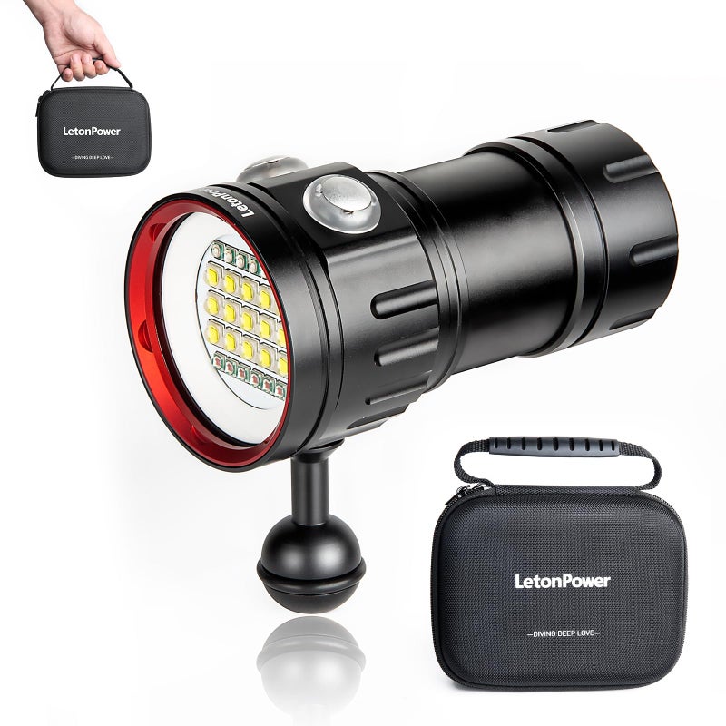 LetonPower B15 Dive Light Underwater Flashlight 8000Lumens Underwater Video Lights 80m Scuba Dive Light Diving Flashlight for Under Water Sports,Underwater Video Shooting and Photography - Image 1