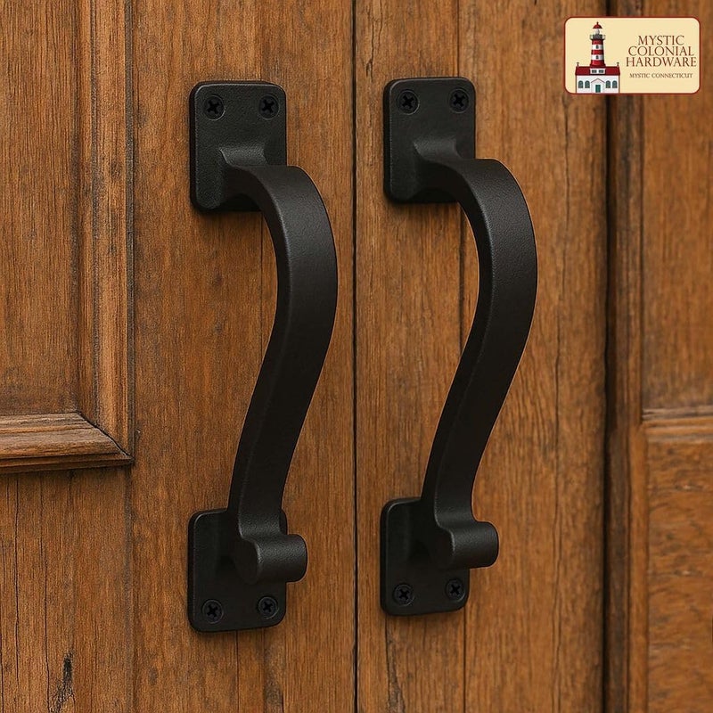 SaKeGa Mystic Colonial 6 5/8 Inch Solid Cast Iron Curved Pull Handle, Set of 2 – Heavy Duty Vintage-Style Door Handles for Gate, Shed, Fence, Window, or Garage – Rustic Farmhouse Hardware - Image 3