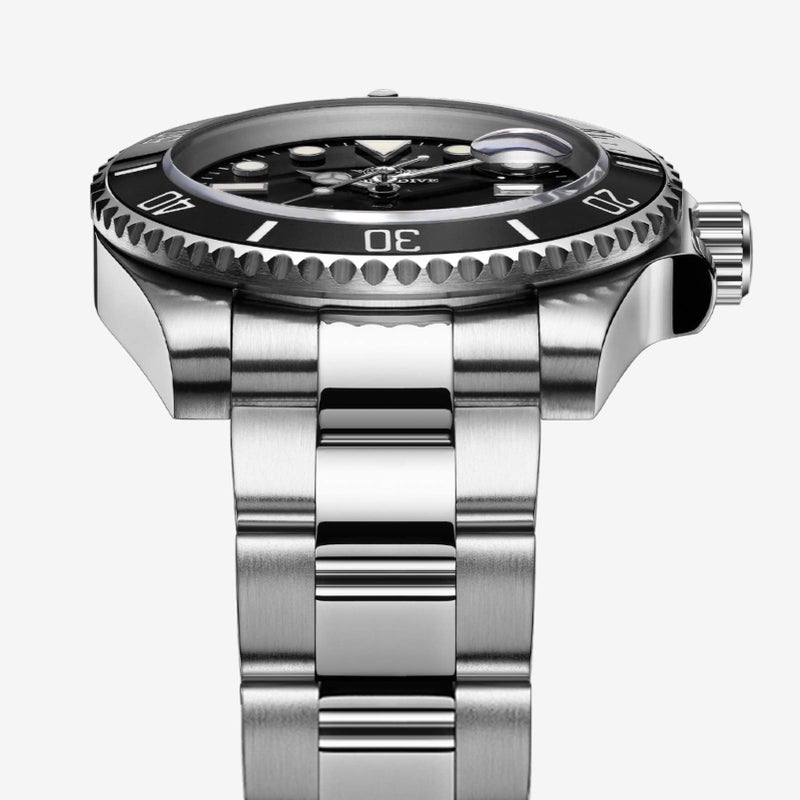 ADDIESDIVE ساعة غوص كواترز للرجال من ADDIESDIVE 200 م بقرص أسود مضيء بحزام من الفولاذ المقاوم للصدأ - Image 3