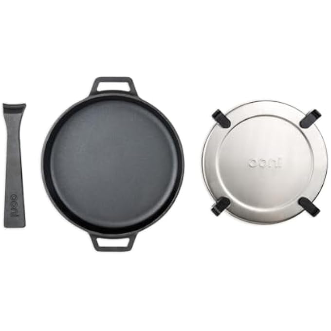 أوني مقلاة من الحديد الزهر، مقلاة دائرية من الحديد الزهر مقاس 9 بوصات بمقبض قابل للإزالة وحامل ثلاثي القوائم من الفولاذ المقاوم للصدأ، مقلاة من الحديد الزهر، متبلة مسبقًا، غير لاصقة، آمنة للاستخدام في الفرن، أدوات طهي، فرن بيتزا وملحقات الشواء - Image 1