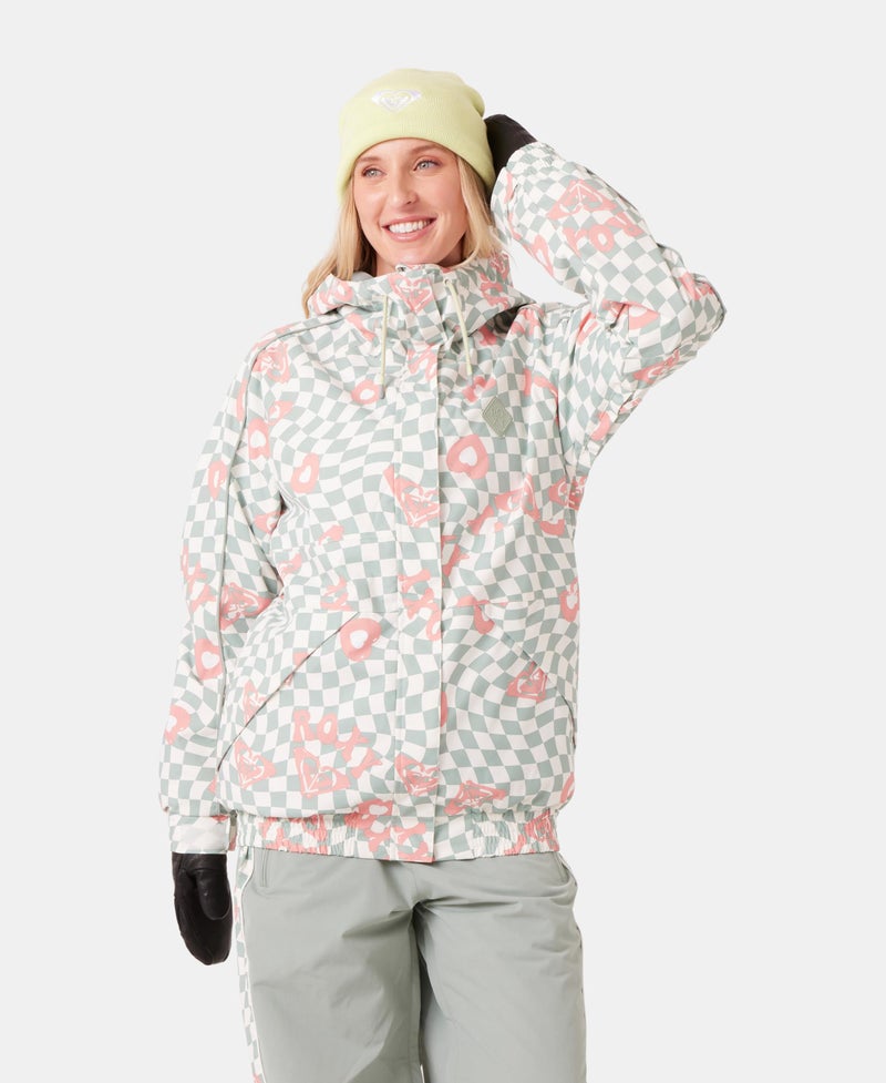 Roxy Women's High Ridge Hoodie Snowboard Jacket – 10K Waterproof, Insulated Ski Jacket, Heart, Medium - Image 2