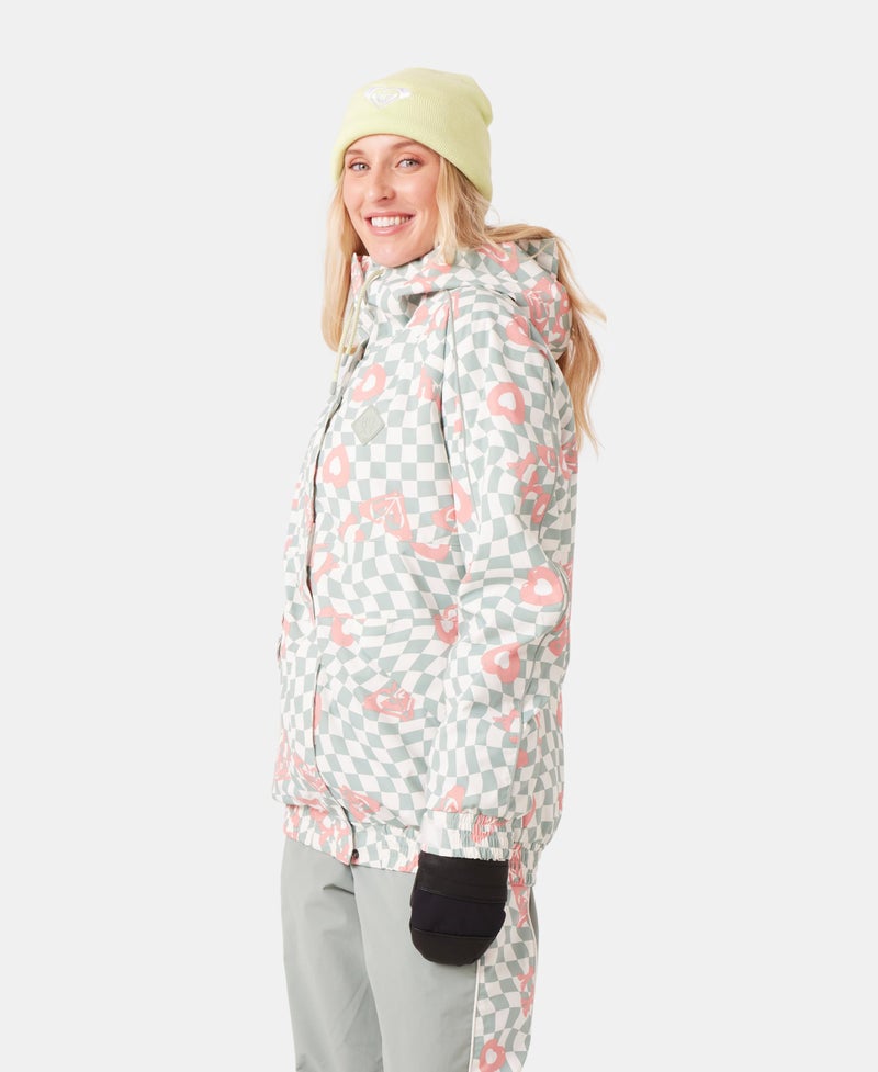 Roxy Women's High Ridge Hoodie Snowboard Jacket – 10K Waterproof, Insulated Ski Jacket, Heart, Medium - Image 5