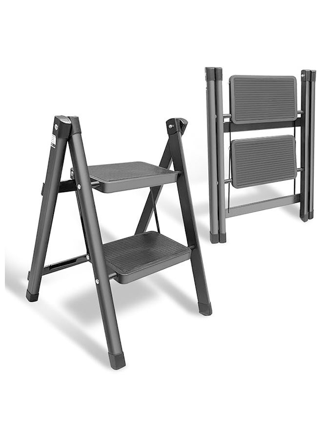 DUNISO Two-Step Ladder, Folding Ladder, Non-Slip Pedal, Multi-Functional Ladder Stool, Portable And Lightweight, Wide Non-Slip Pedal, Suitable For Home, Kitchen, Library, Office - Image 1