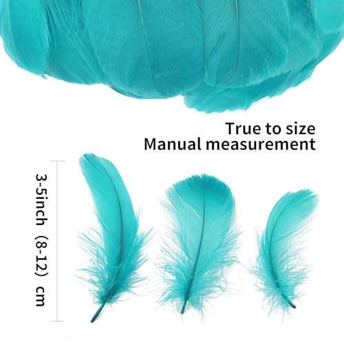 Tdas 270+ Pcs Natural Dyed Feathers for Craft 3-5 inches Arts Fluffy Dream Catcher Making kit for Decoration Projects Earrings Colourful for Kids Handmade Wedding Home (Blue) - Image 2