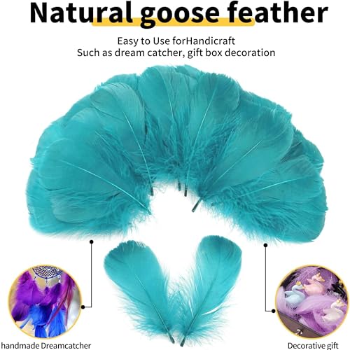 Tdas 270+ Pcs Natural Dyed Feathers for Craft 3-5 inches Arts Fluffy Dream Catcher Making kit for Decoration Projects Earrings Colourful for Kids Handmade Wedding Home (Blue) - Image 3
