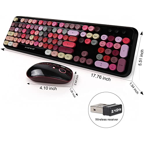 FOPETT Wireless Keyboard and Mouse Combo, 2.4 GHz Full-Sized Typewriter Keyboard and Mouse Wireless with Round Keycaps for Windows, Computer, Desktop, PC, Laptop (New BlackColorful) - Image 5