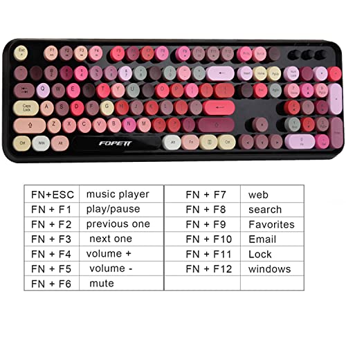 FOPETT Wireless Keyboard and Mouse Combo, 2.4 GHz Full-Sized Typewriter Keyboard and Mouse Wireless with Round Keycaps for Windows, Computer, Desktop, PC, Laptop (New BlackColorful) - Image 4