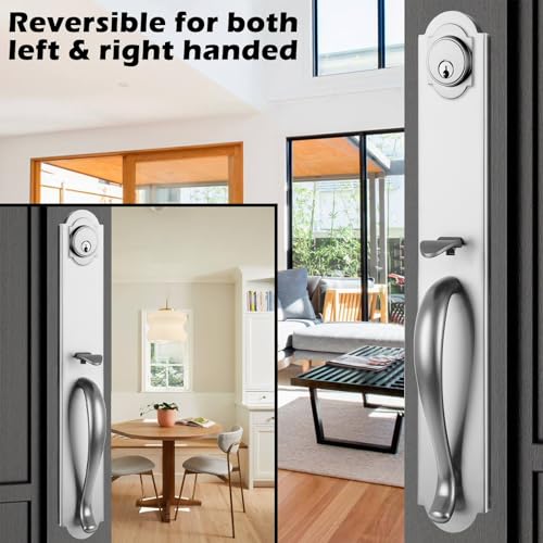 NEWBANG Double Door Handleset MDHST2018-BR1 (Brushed Nickel, Keyed&Dummy Set) - Image 3