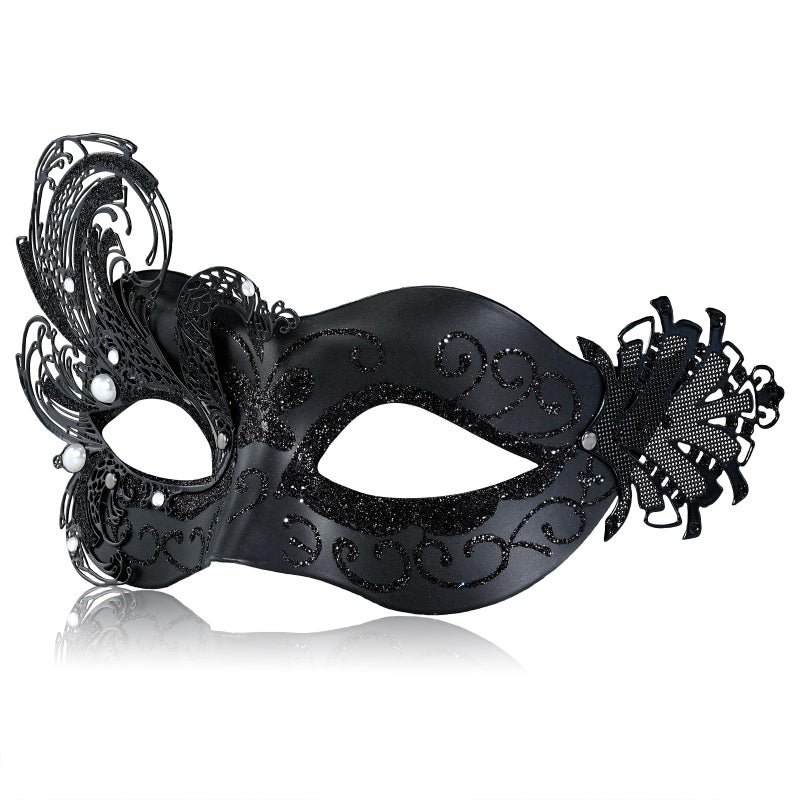 MYSEUNI 2025 New Black Masquerade Mask for WomenPeacock Metal Lady Masquerade Venetian Mask Mascarade Mask for Women Butterfly Perfect for Mardi Gras Halloween Parties Costume Party Carnivals Wedding - Image 2