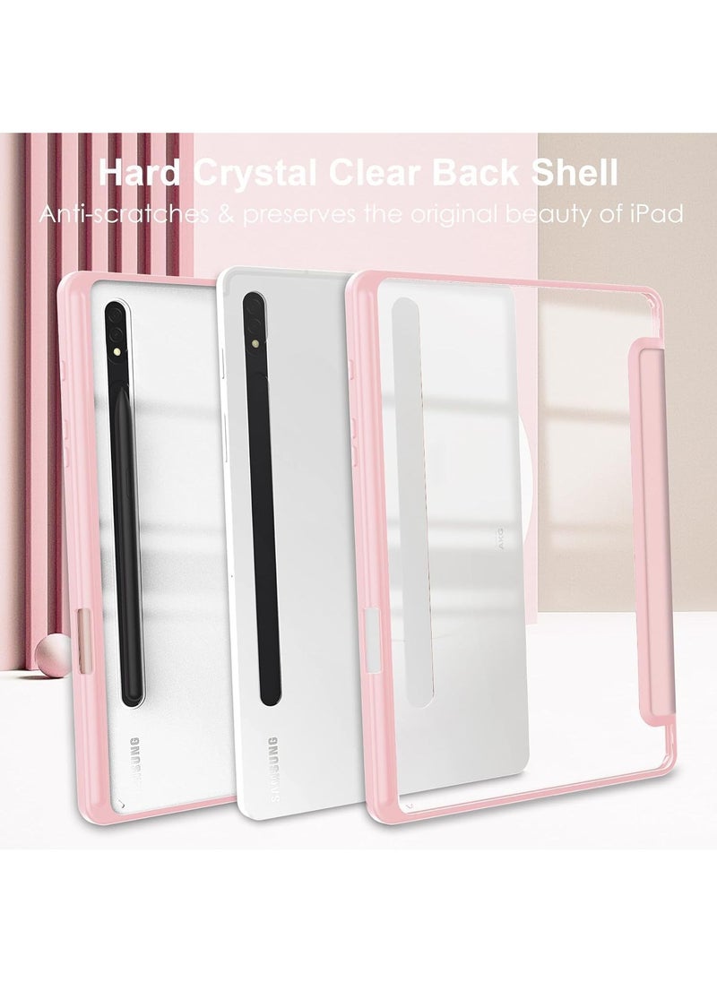 Protective Case with Built-in Pen Holder for Samsung Galaxy Tab S7/S8 Plus & S9/S10 Plus 12.4 inch Tablets (Pink)