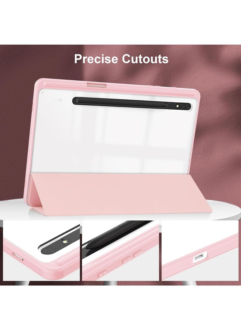 Protective Case with Built-in Pen Holder for Samsung Galaxy Tab S7/S8 Plus & S9/S10 Plus 12.4 inch Tablets (Pink)