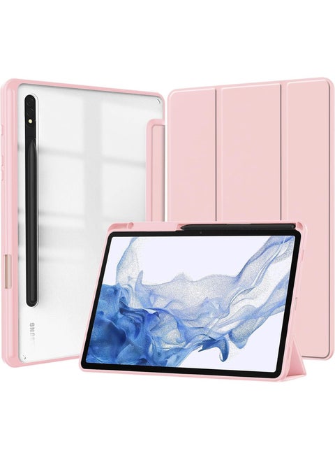 Protective Case with Built-in Pen Holder for Samsung Galaxy Tab S7/S8 Plus & S9/S10 Plus 12.4 inch Tablets (Pink)