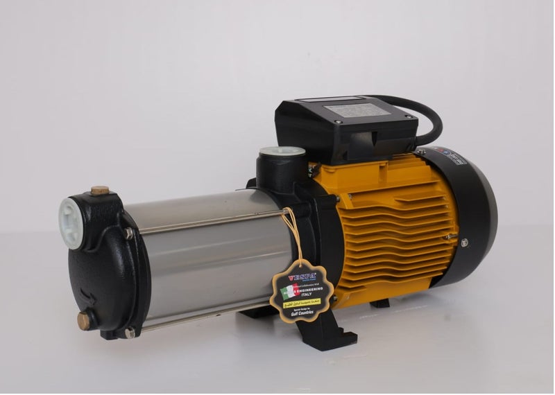 VESPA MH 170/5M 3HP Horizontal Multistage Water Pump SS316 Impeller 170 LPM 62m Head 1.25 Inch Inlet Outlet 220V Single Phase