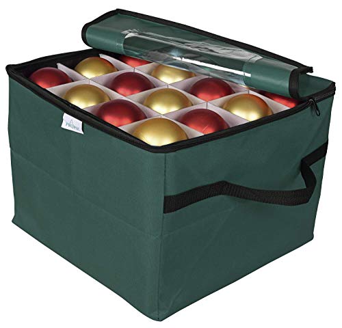 ProPik Christmas Ornament Storage Box, Organizer Holds Up to 48 Xmas Balls with 3 Separate Removable Trays, Container has Dividers to Organize Holiday Tree Ornaments (Green) - Image 2