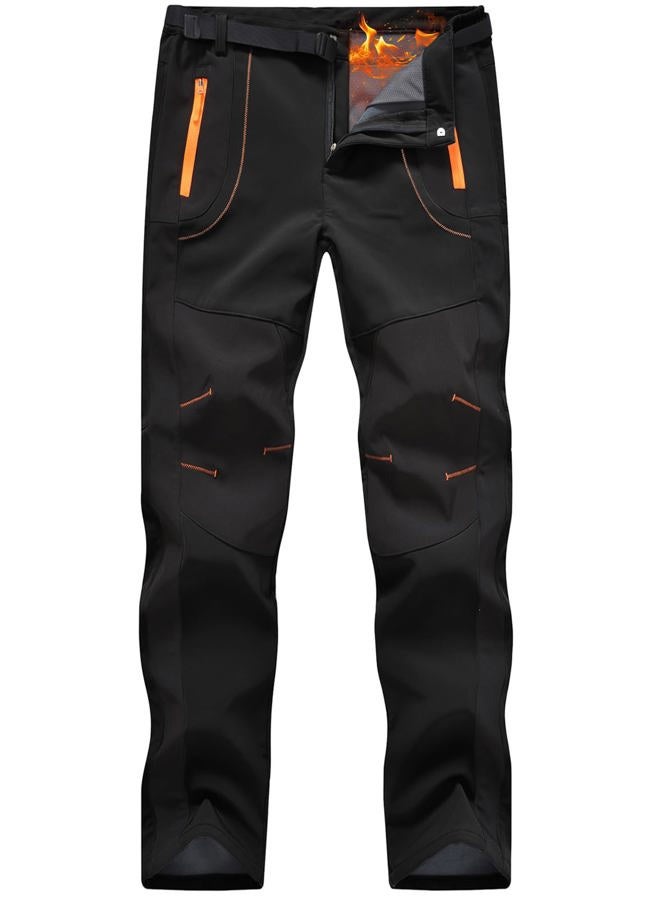 Rdruko Men's Snow Ski Pants Waterproof Insulated Winter Hiking Snowboard Fleece Lined Pants with Belt, Black, S - Image 1