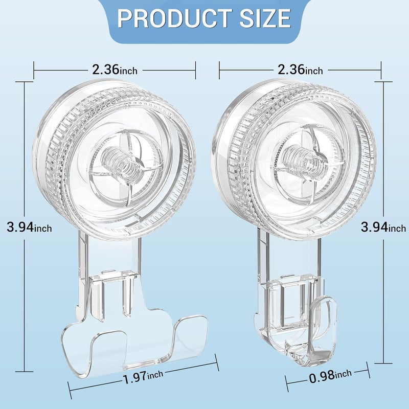 LUXEAR Suction Hooks,4 Pack 2razor Hooks 2 Single Hook Clear Removable & Reusable Vacuum Suction Hanger Waterproof Powerful Weather Hanger Hook for Towel Bathrobe Loofah Bathroom Kitchen Storage - Image 3