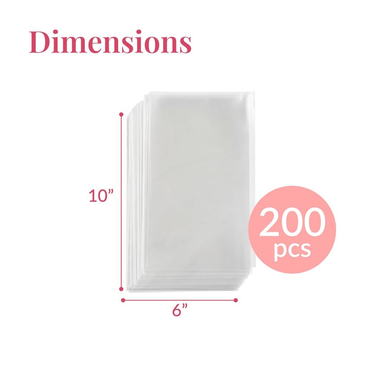 Prestee 200 Pack Clear Cellophane Bags for Favors - Transparent Goodie Bags for Birthday Party, 6x10 Inch Clear Bag with 4-Inch Twist Ties - Candy, Treat, Cookie Bag for Gift Giving - Image 3