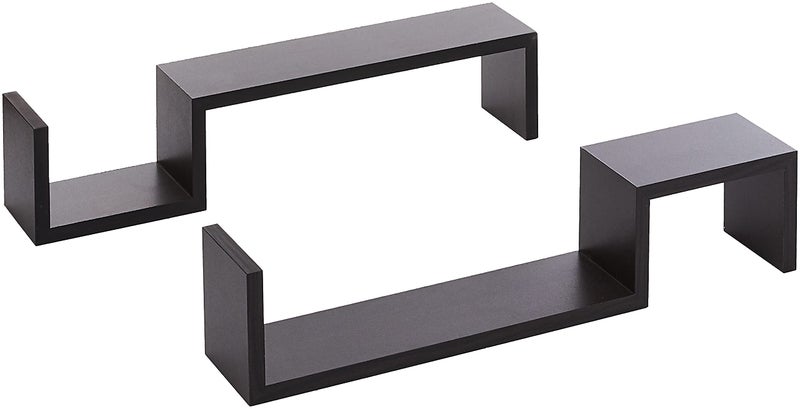 Greenco Set of 2 Decorative S Wall Mounted Floating Shelves- Espresso Finish (Espresso) - Image 1