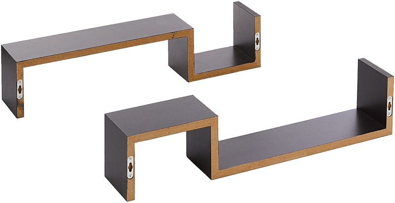Greenco Set of 2 Decorative S Wall Mounted Floating Shelves- Espresso Finish (Espresso) - Image 2