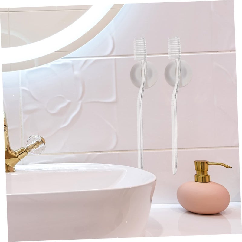 2 Pack Wall Mounted Toothbrush Holder Cup Bathroom Space Saving Storage Rack Easy Install No Damage Design For Adult And Kids - Image 3