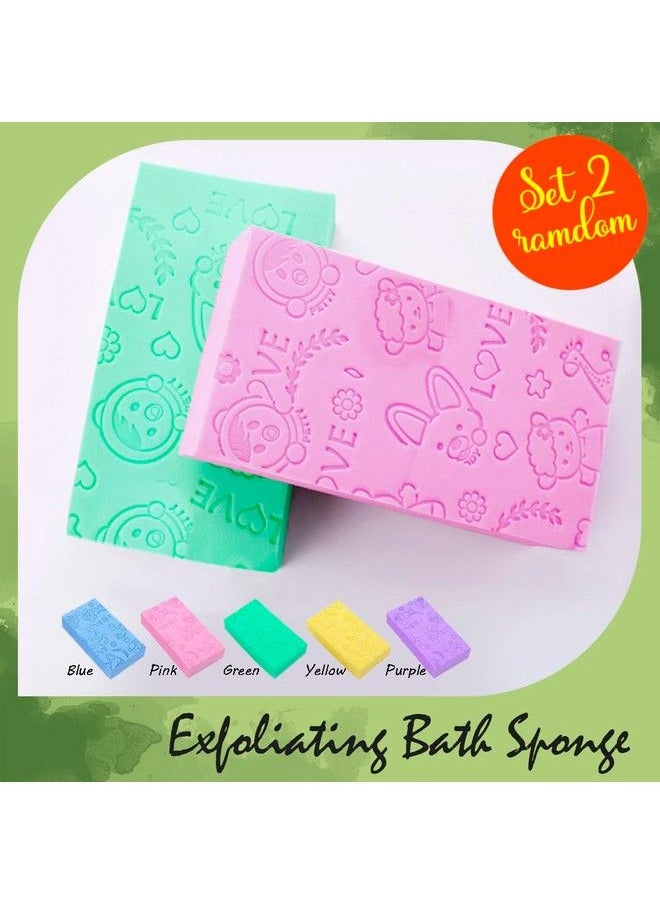 Nado Care Exfoliating Bath Sponge Spa Scrub Exfoliating Bath Body Shower Sponge Dead Skin Sponge Remover For Adult Baby Pregnant Women 2 Pcs Random Colors  - Image 3