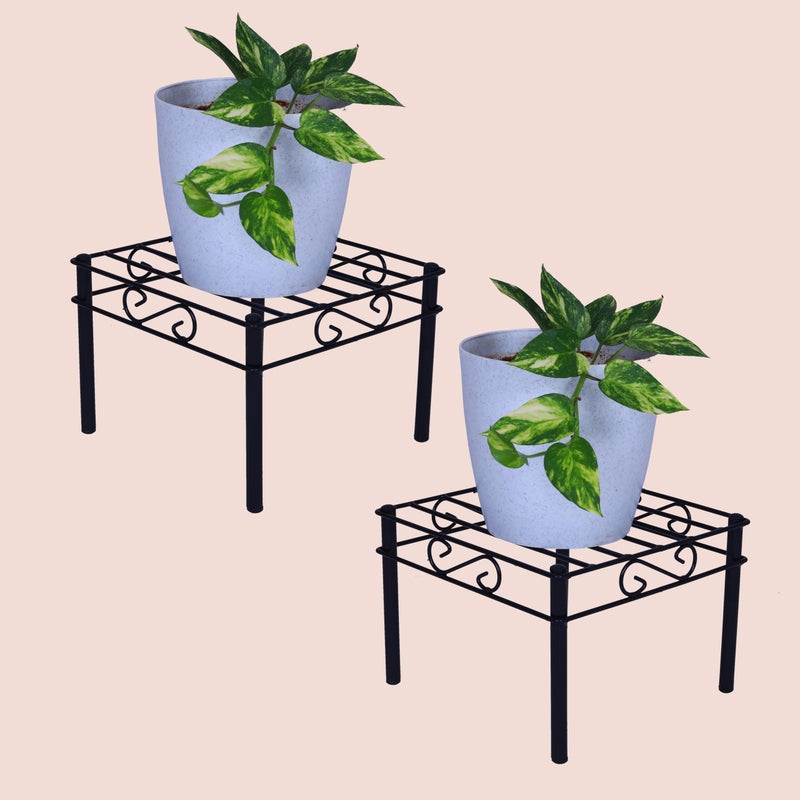 D&V ENGINEERING - Creative in innovation D&V Engineering Heavy Duty Flower Pot Stand | Metal Plant Stand for Large Cement Pots | Indoor & Outdoor Use | 150 kg Weight Capacity | 27x27x20 cm |Black, Pack of 2 - Image 5