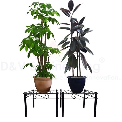 D&V ENGINEERING - Creative in innovation D&V Engineering Heavy Duty Flower Pot Stand | Metal Plant Stand for Large Cement Pots | Indoor & Outdoor Use | 150 kg Weight Capacity | 27x27x20 cm |Black, Pack of 2 - Image 3