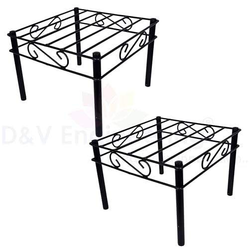 D&V ENGINEERING - Creative in innovation D&V Engineering Heavy Duty Flower Pot Stand | Metal Plant Stand for Large Cement Pots | Indoor & Outdoor Use | 150 kg Weight Capacity | 27x27x20 cm |Black, Pack of 2 - Image 4