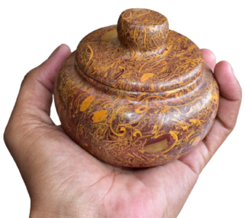 Barmer Bazaar Habur Stone Handi with Lid,Stone Kitchen Utensil (8 Cm) - Image 1