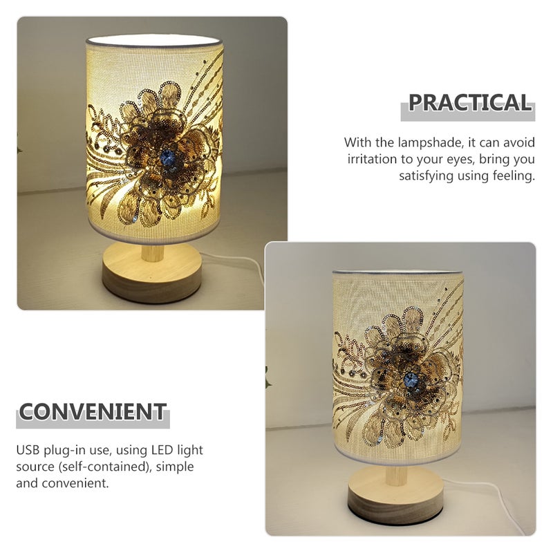 2pcs Table Lamp 3d Floral Pattern Bedside Light Usb Powered Bedroom Desk Lamp Decor - Image 5