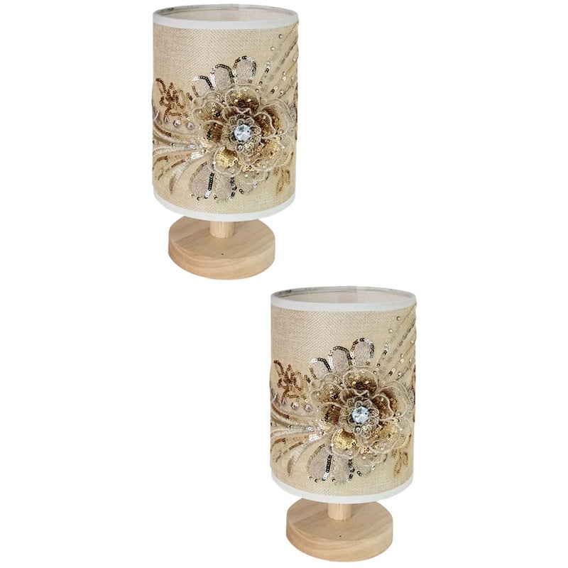 2pcs Table Lamp 3d Floral Pattern Bedside Light Usb Powered Bedroom Desk Lamp Decor - Image 1