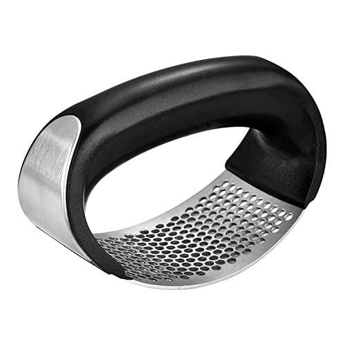 Loukya Loukya Stainless Steel Garlic Presser Garlic Press Crusher for Kitchen Garlic Crusher for Kitchen Ginger Presser for Kitchen Silver Black  - Image 1