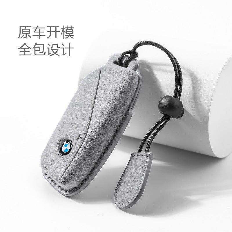 BMW Luxury Faux Suede Key Case for BMW 7 Series, 535, X5, and More - Premium Protection with Blade Buckle - Image 1