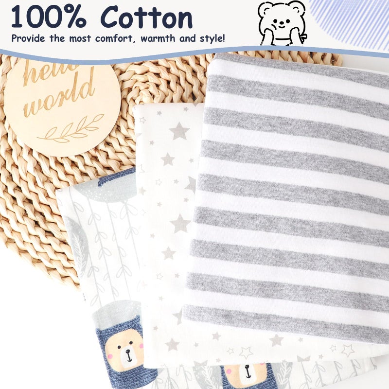 DRESHOW BQUBO Cotton Baby Swaddle Hat Set Newborn Infant Receiving Blankets with Bear Ears Hat Wooden Birth Announcement Card Newborn Unisex Swaddle Wrap Sets Warm Shower Gift - Image 4